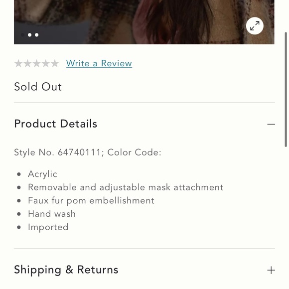 Anthropologie Faux Fur Pom  Beanie With Mask - Picture 5 of 8